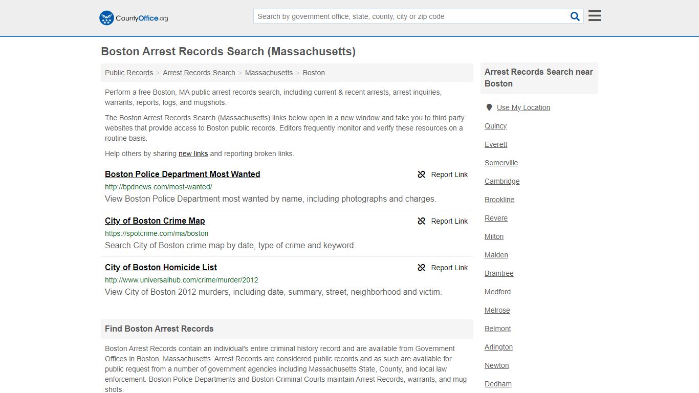 Arrest Records Search - Boston, MA (Arrests & Mugshots) - County Office